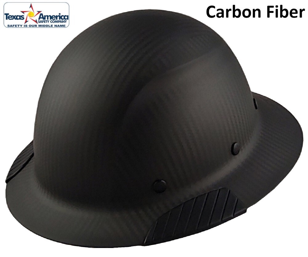 DAX Actual Carbon Fiber Full Brim Lift Safety Hard Hat – Matte Black