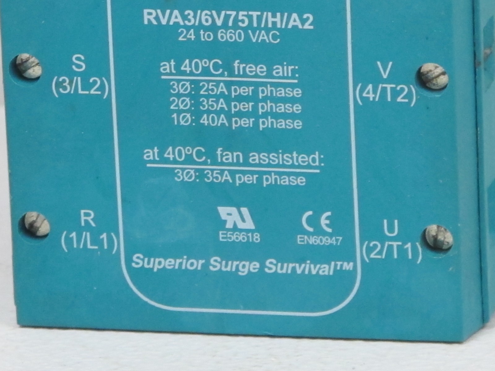 EUROTHERM RVA3/6V75T/H/A2 3 PHASE SOLID STATE RELAY,USED,25AMP