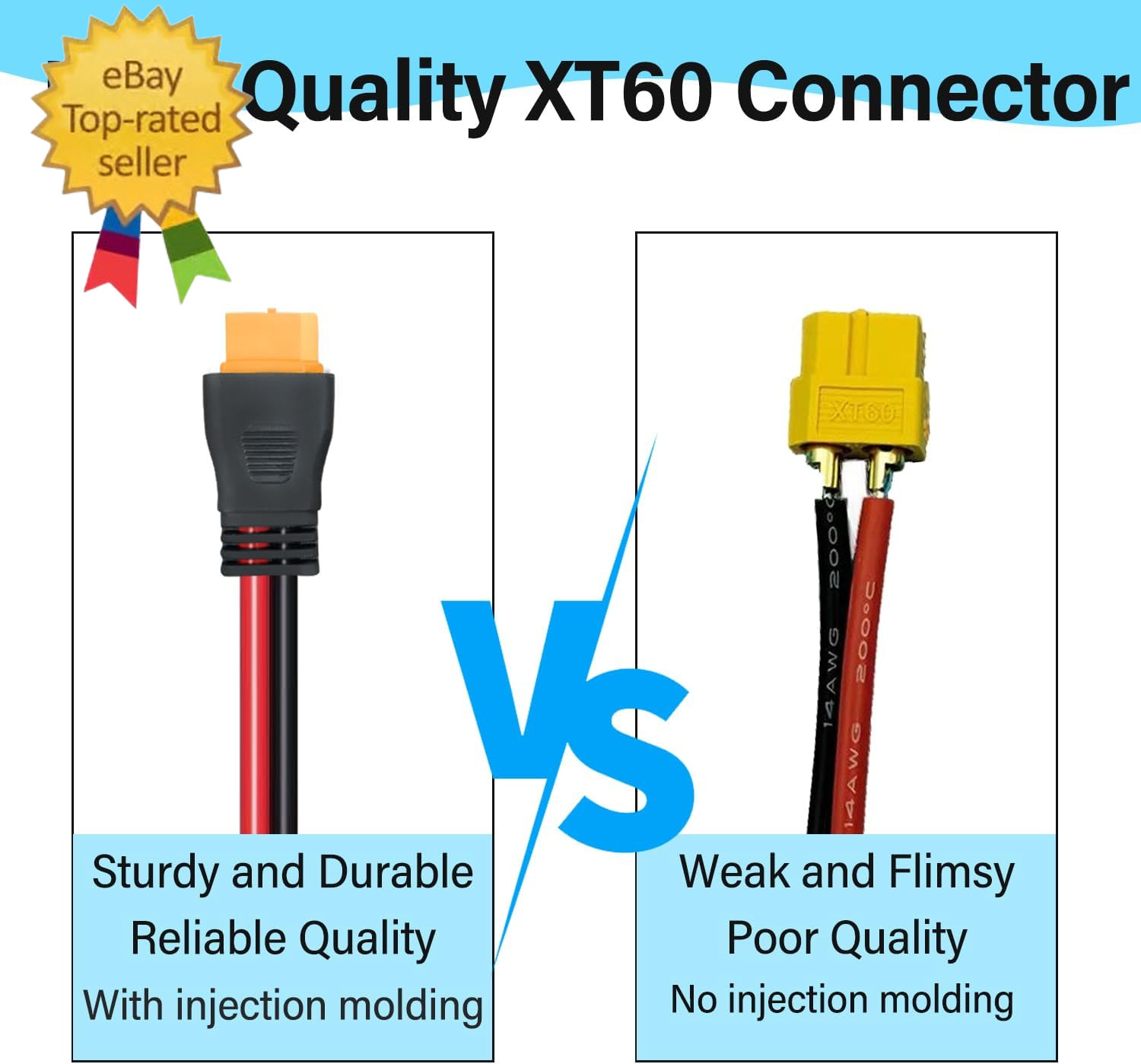 10AWG XT60 to Alligator Clips,Xt60 to Battery Alligator Clip Cable with Quick Re