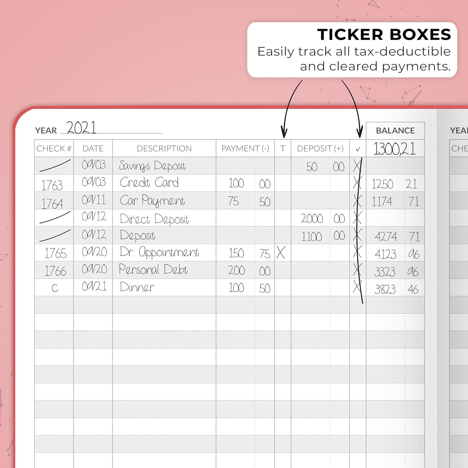 Skyline Registro de cheques – Libro registro A5 (5.8» x 8.3»), Rojo –