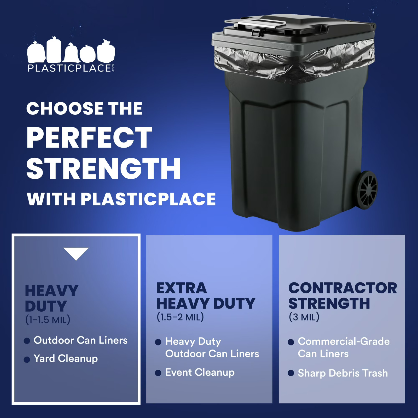 Plasticplace 95-96 Gal Trash Bags 1.2 Mil 50 Ct Black FREE SHIP
