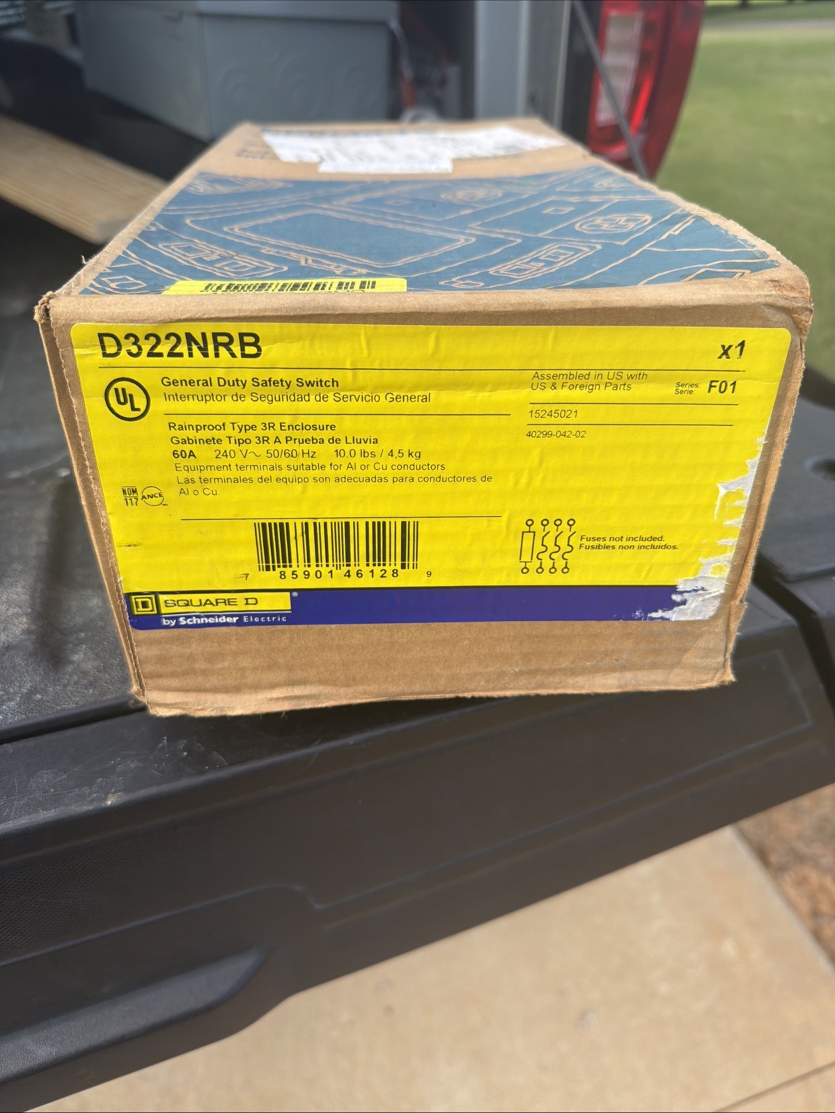 SQUARE D D322NRB,DISCONNECT SWITCH 3-POLE 60 AMP 250 VAC Klein Greenlee Eaton