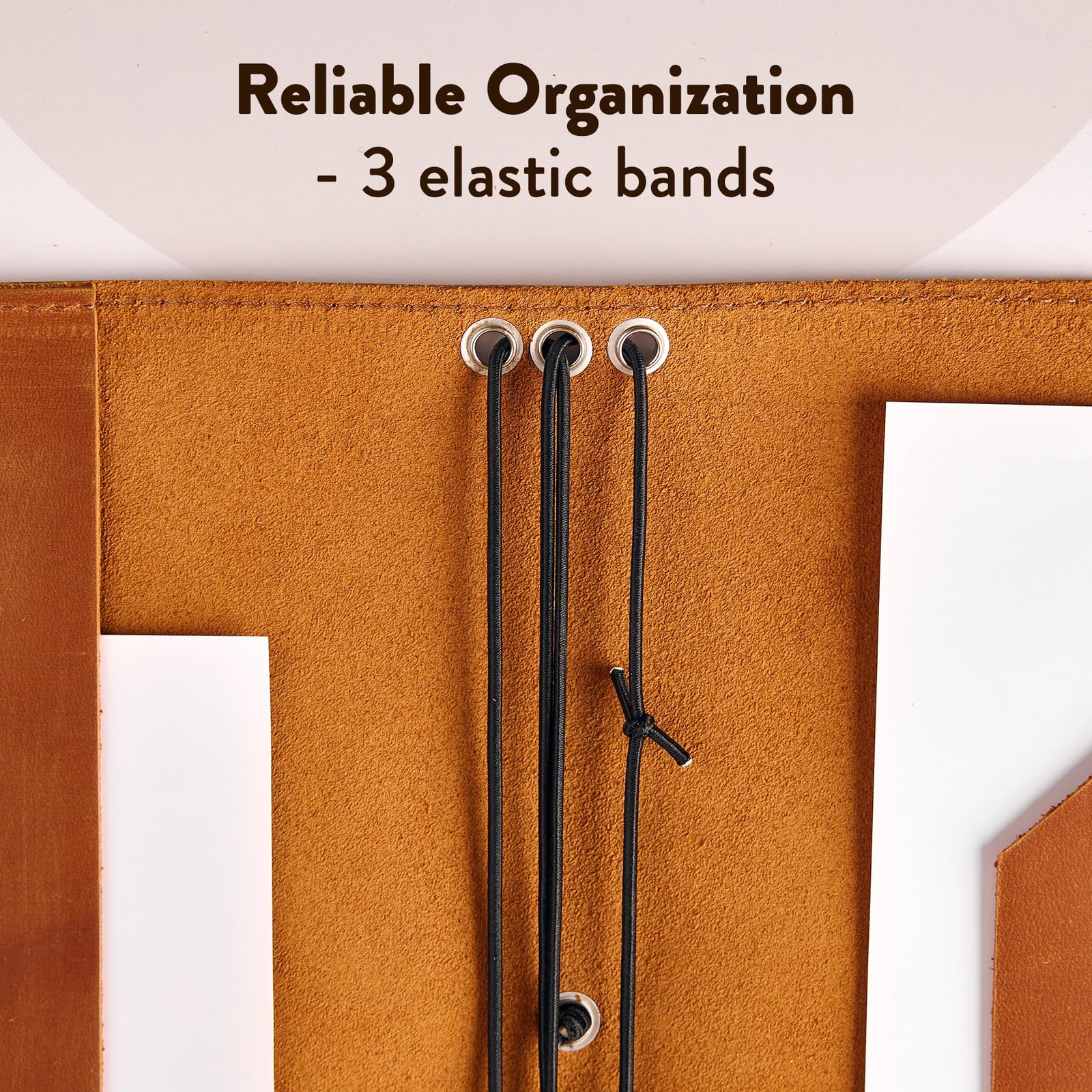 Genuine Leather Journal Cover A5 – Refillable Notebook Organizer with 3 Elast…