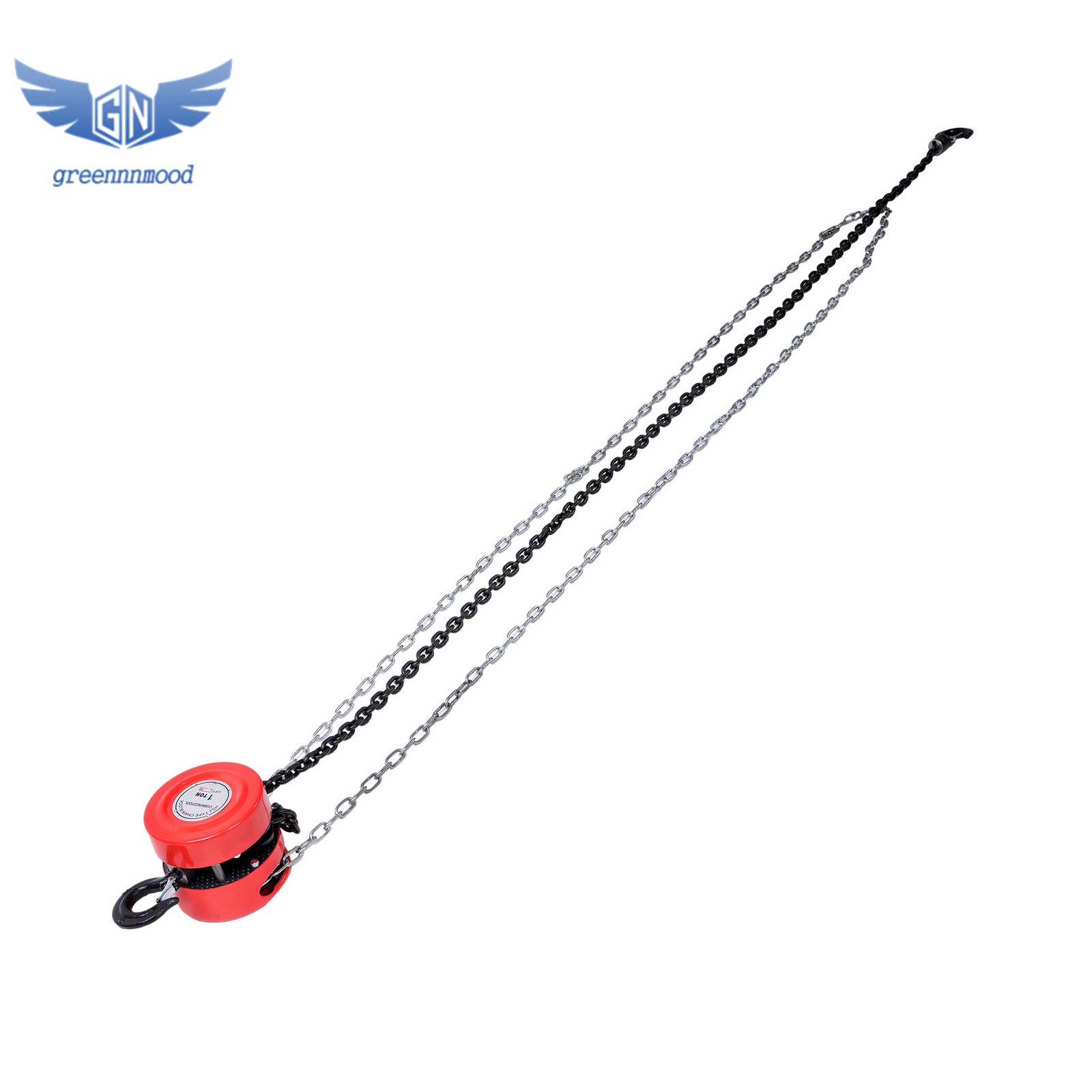 Manual Chain Hoist | 1 Ton / 2200 lbs Capacity | 8ft / 2.5m Lift | 2 Hooks Red