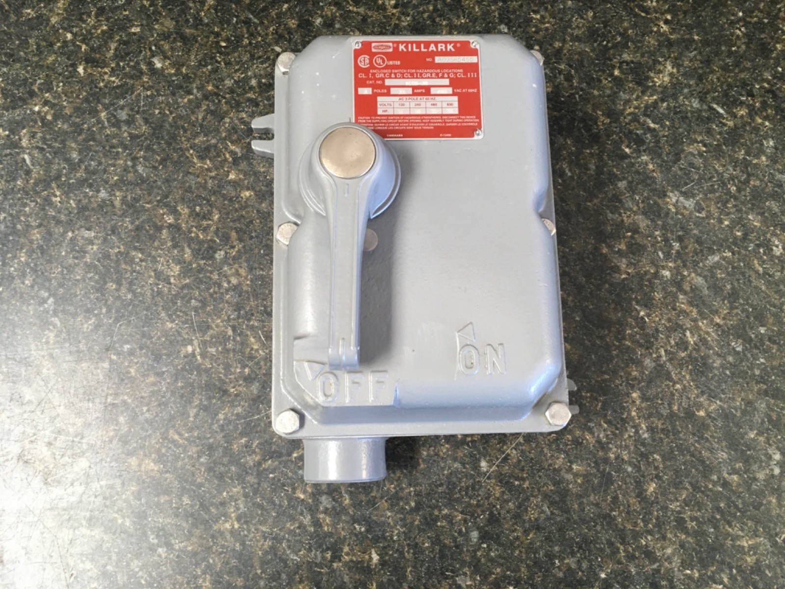 Killark XEDS-30 3 Pole 30A 600V Explosion Proof Disconnect Switch