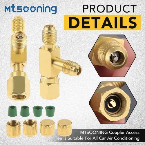 2PCS Quick Coupler Access Tee, 1/4» Valves Core Tee Adapter with Swivel Connect