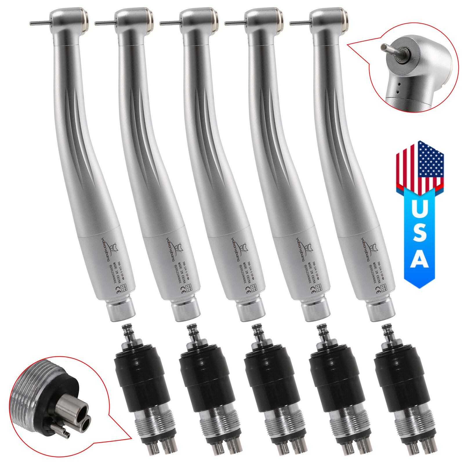 1-10*Dental High Speed Handpiece Standard Head / 4 Hole Coupler Fit NSK YBNK4 mx