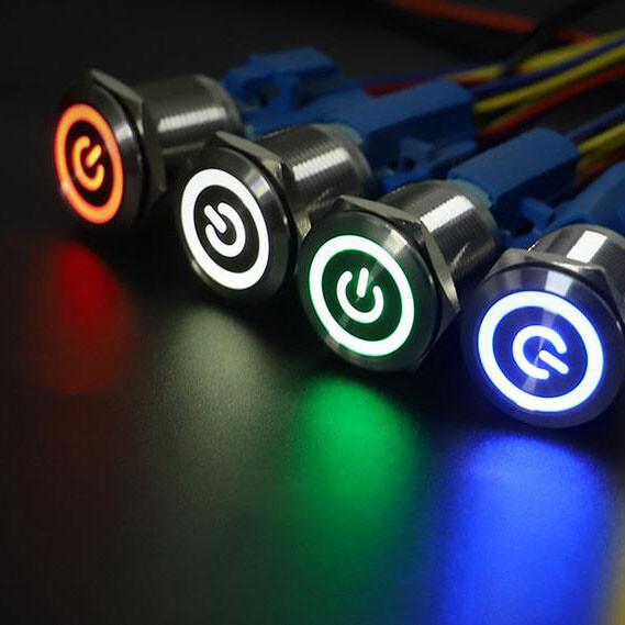 16mm 12V LED ON OFF Push Button Power Switch Latching with Wire Socket Harness