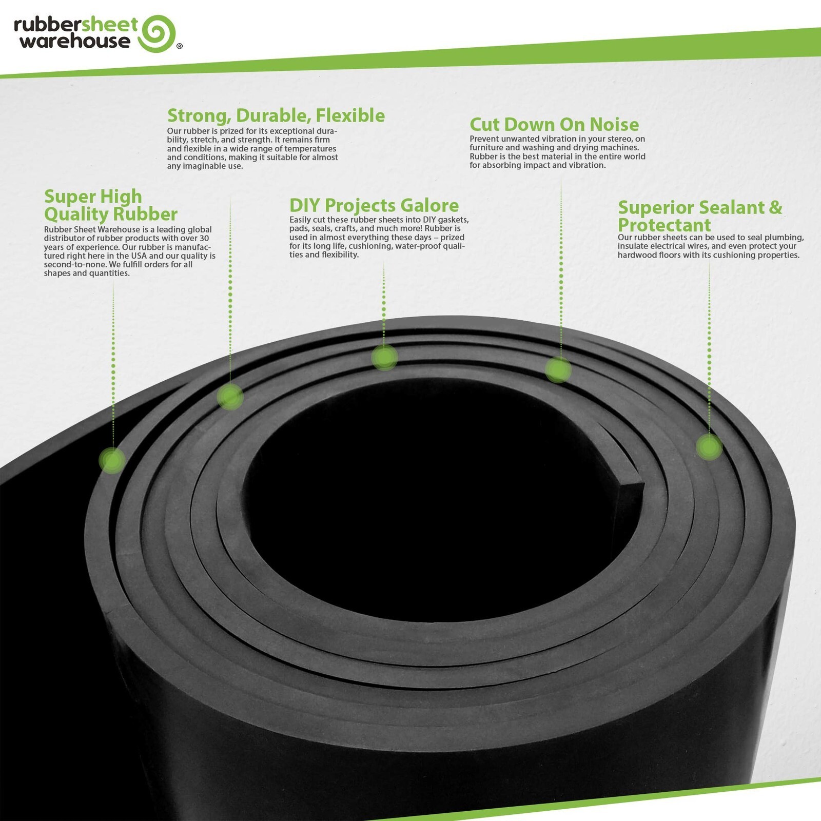 Neoprene Rubber Sheet Solid 3/32″ thick x 12″ wide x 36″ long 60A Duro, Black