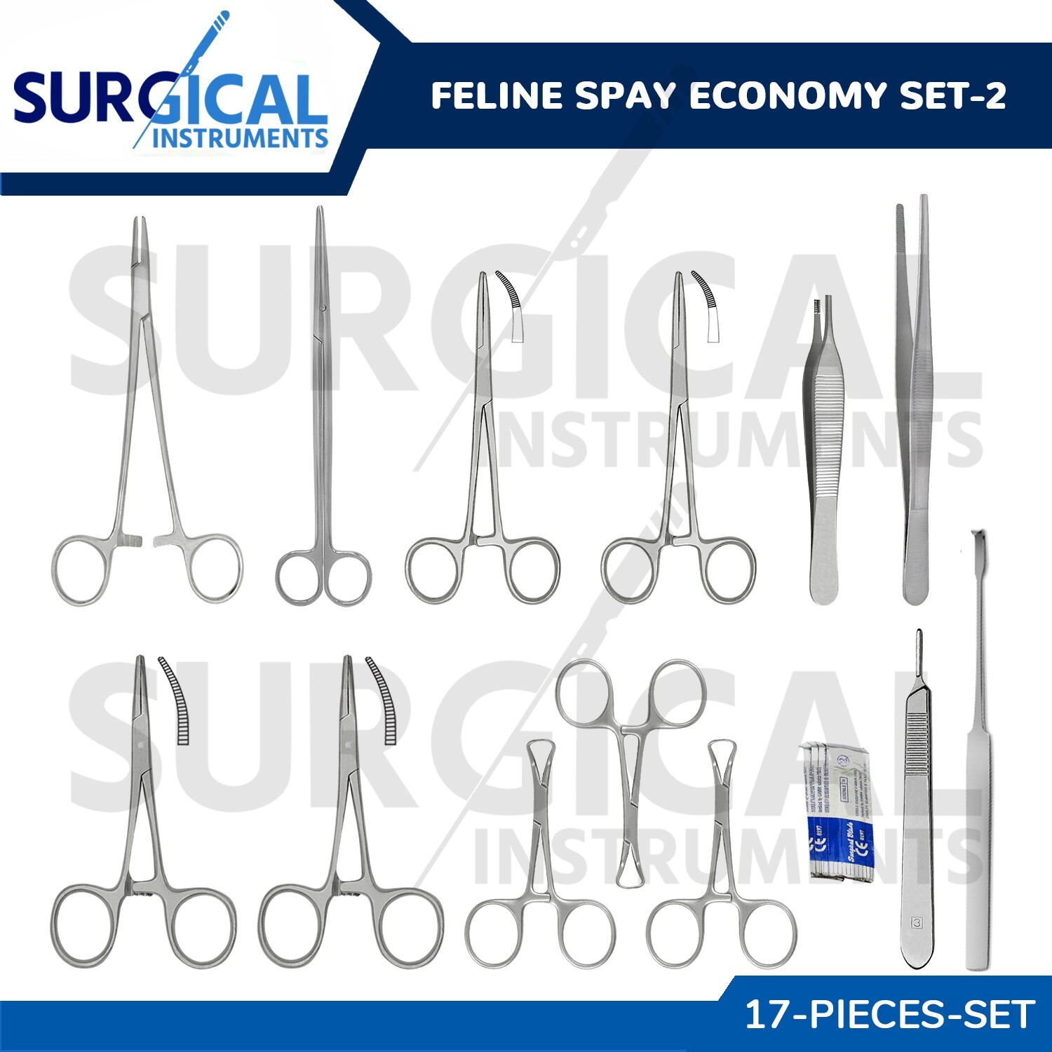 17 Pcs Feline Spay Economy Set Stainless Steel Veterinary Instruments Kit-2