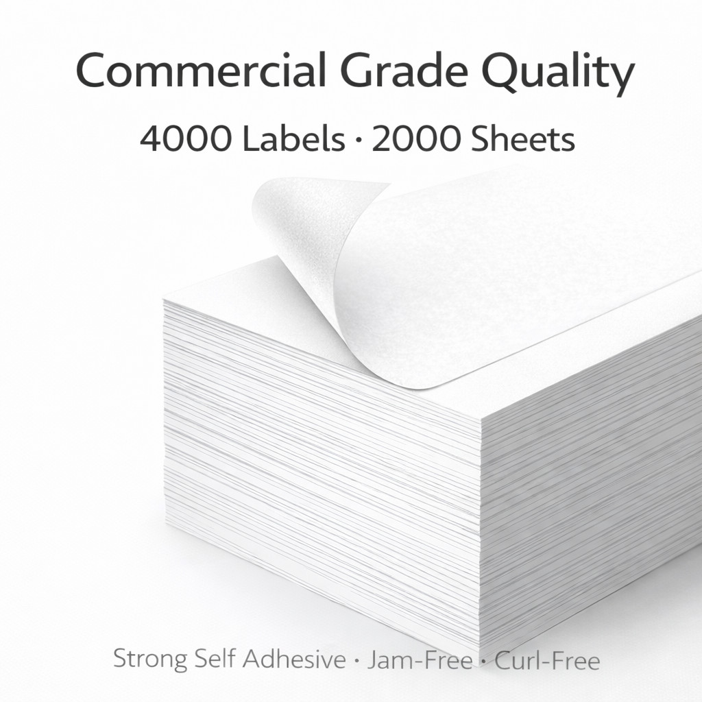 4000 Half Sheet Shipping Labels 8.5×5.5 Self Adhesive 2 Per Sheet Inkjet Laser