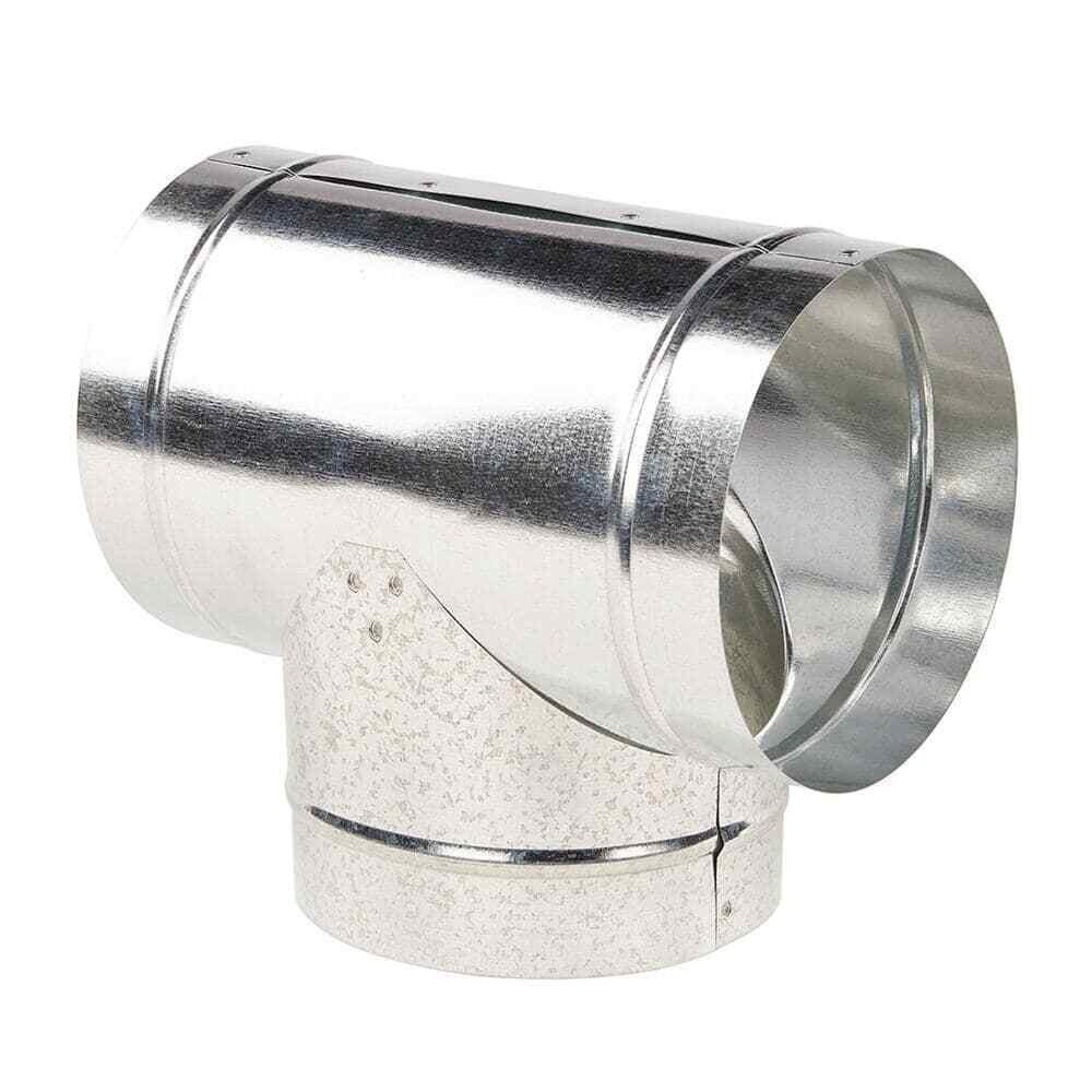 Master Flow 8 In. Round Tee Galvanized Steel Corrosion Resistant HVAC 90 Degree