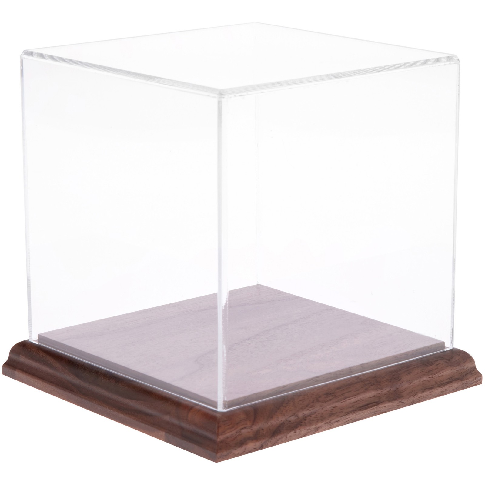 Plymor Clear Acrylic Display Case with Hardwood Base, 5″ W x 5″ D x 5″ H