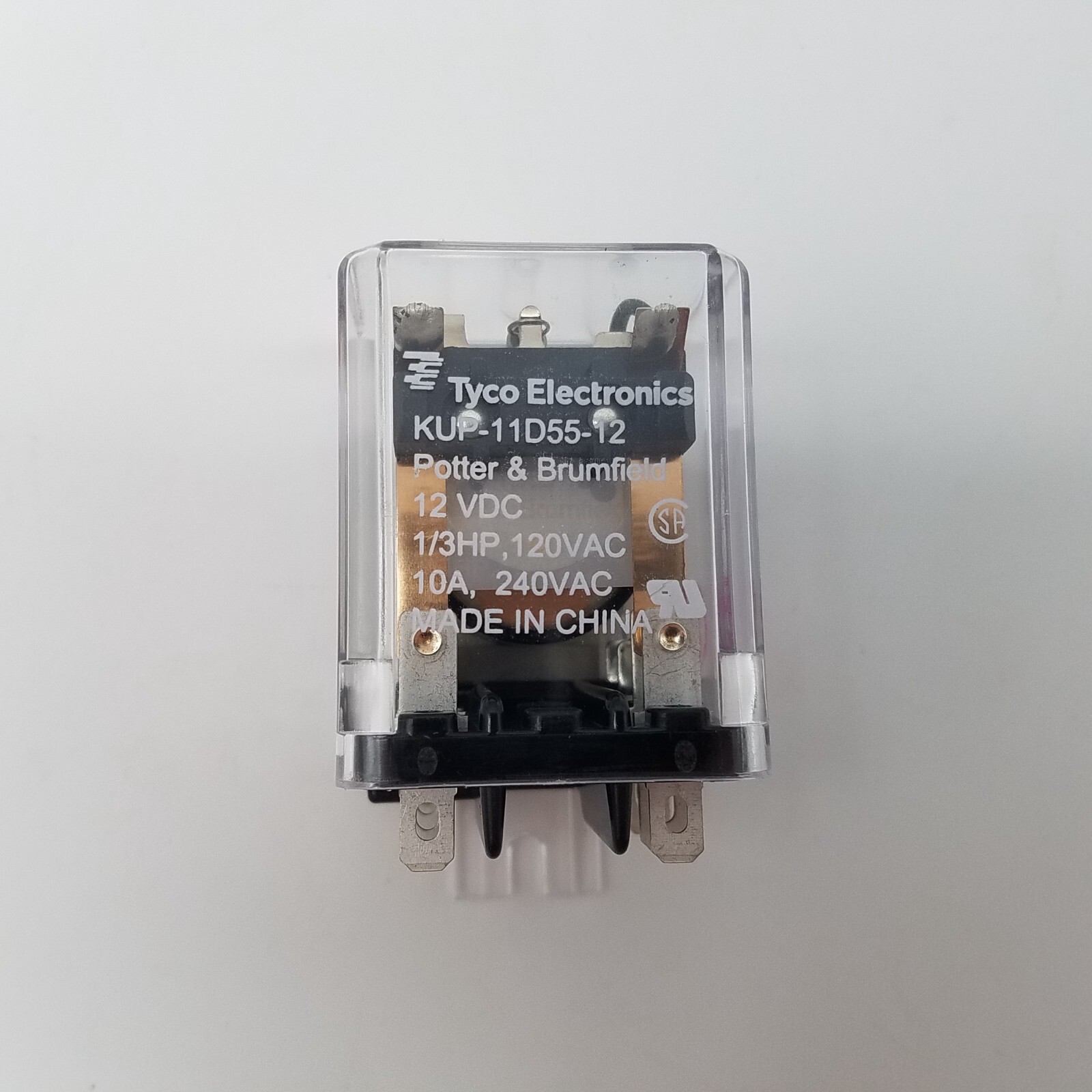 TE 12VDC Power Relay 1/3HP 120 / 240VAC 10A 2 Form C (DPDT-NO NC) KUP-11D55-12