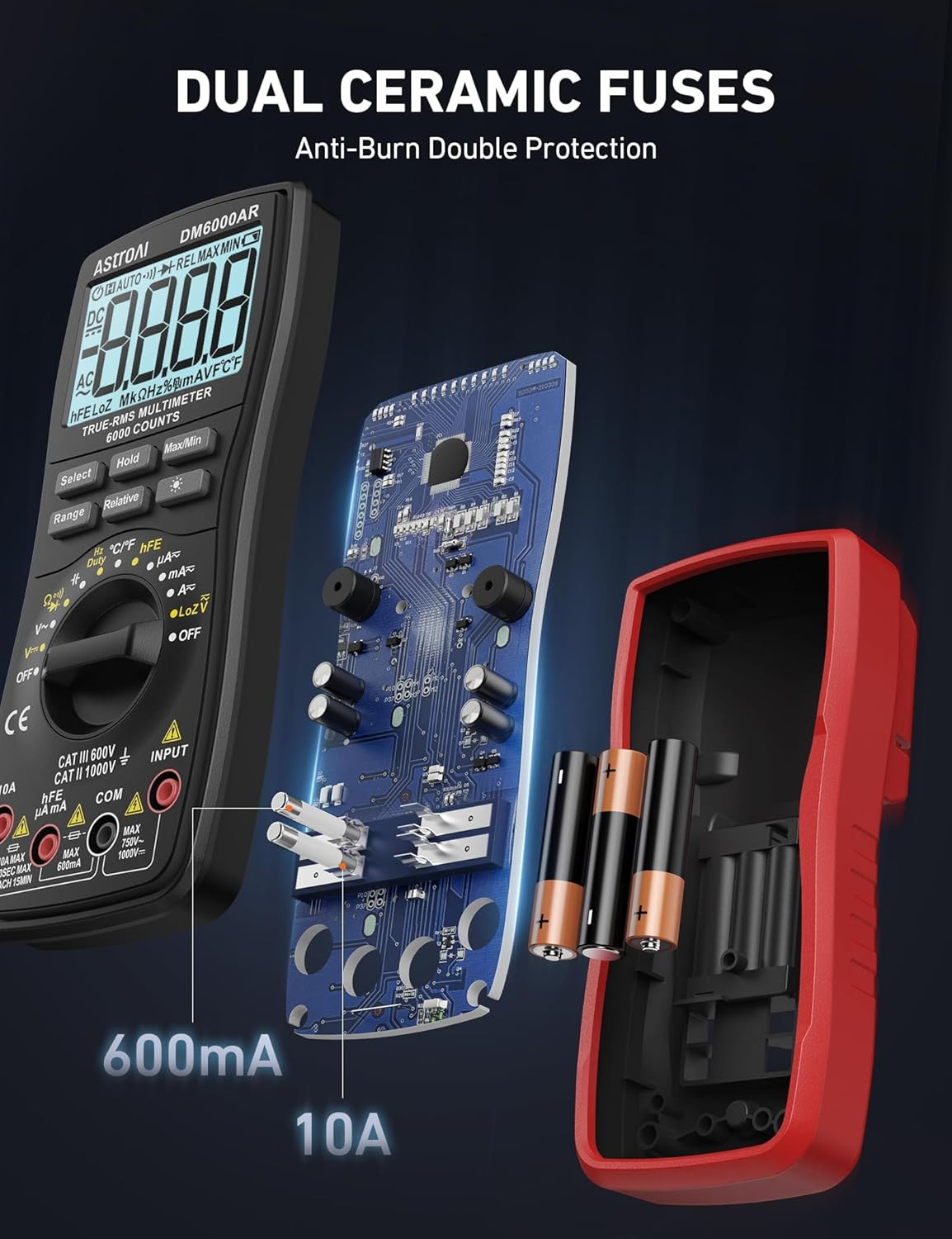 Digital Multimeter TRMS 6000 Counts Volt Meter Ohmmeter Auto-Ranging