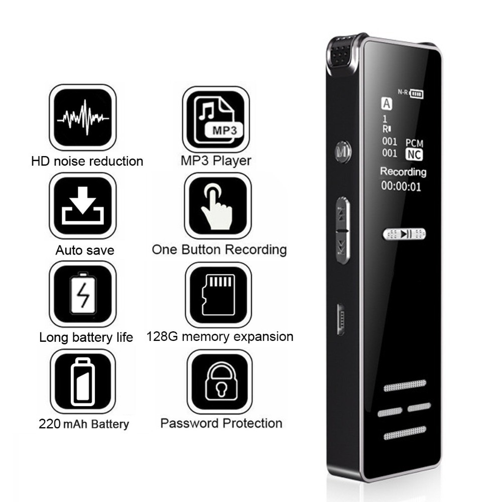 128G Spy Audio Recorder Digital Voice Activated Mini Sound Dictaphone/MP3 Player