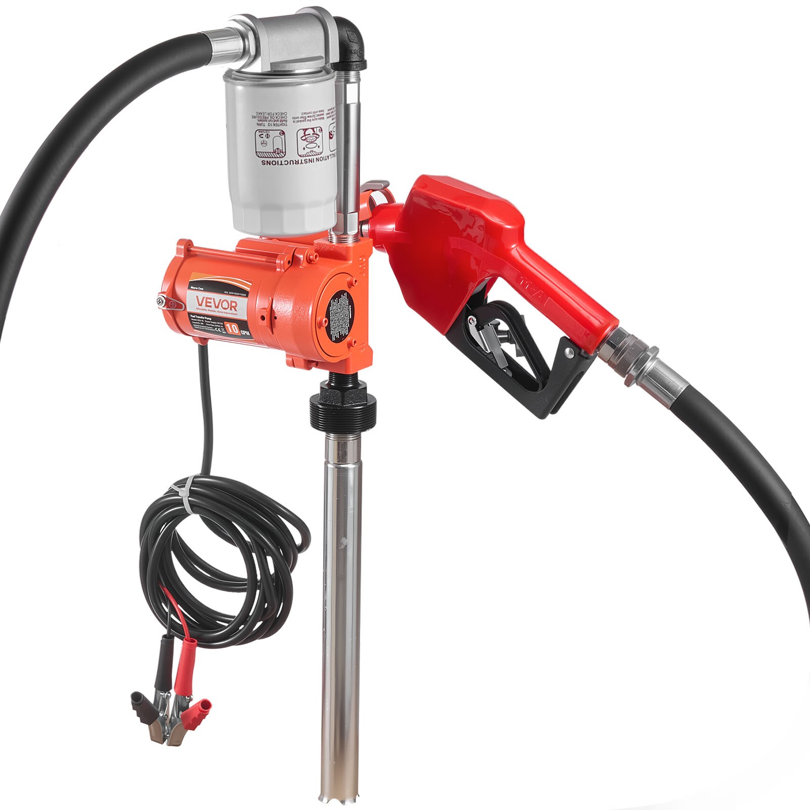VEVOR Fuel Transfer Pump 12V DC 10 GPM Diesel Gasoline Kerosene Pump Auto Nozzle