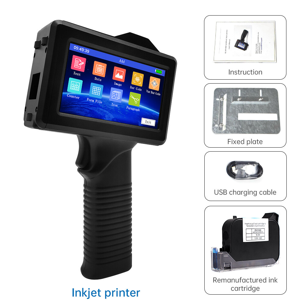 ToAuto Handheld Inkjet Printer Date QR Code Barcode Printing Logo Label 42ml Ink