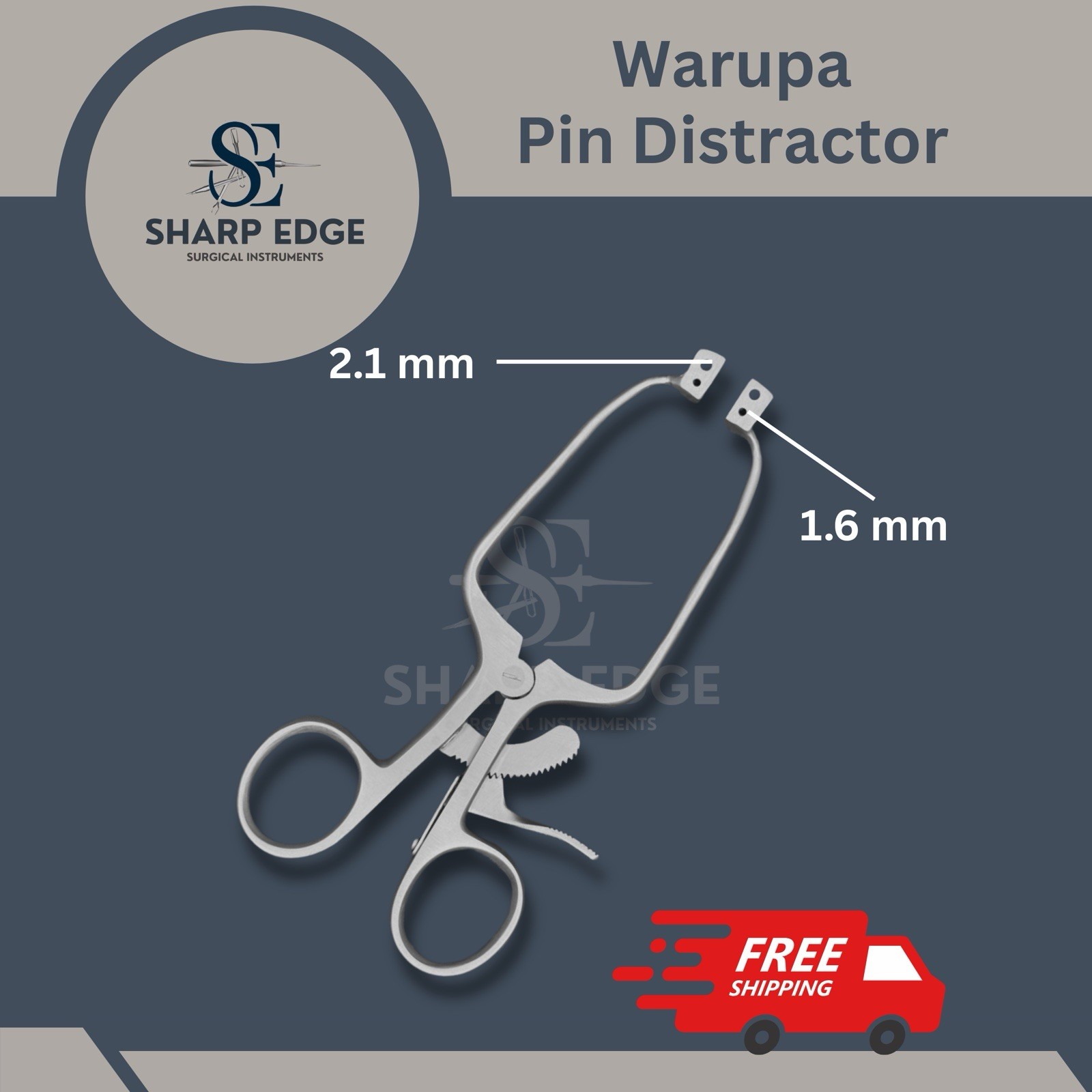 Warupa Pin Distractor, 2.1mm & 1.6mm, Self-Retaining Surgical Tool, Orthopedic