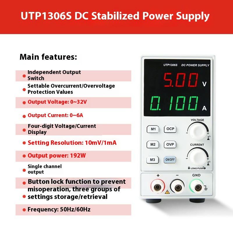 110V/220VDigital Display Adjustable Single Channel DC Regulated Power Supply