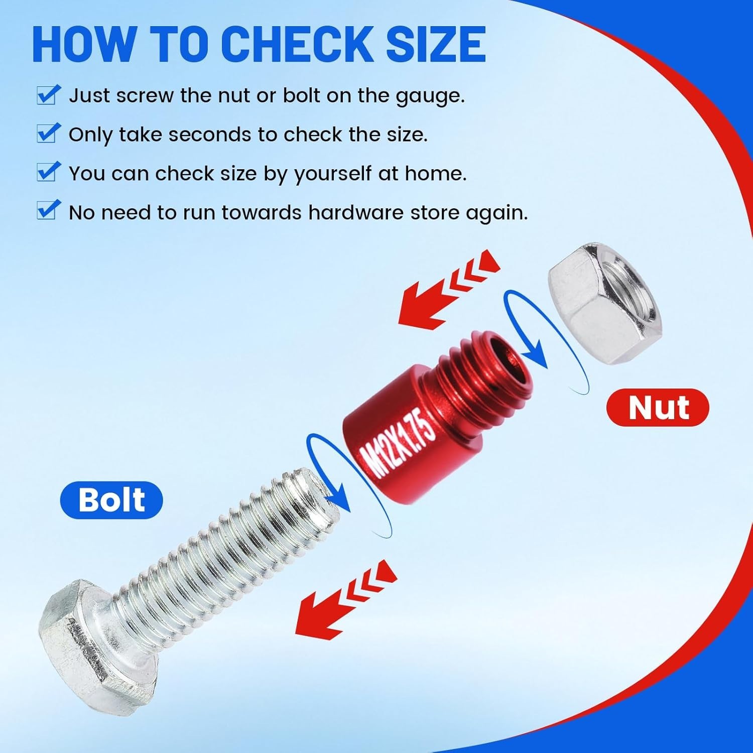 50Pcs Nut and Bolt Thread Checker 23 Metric + 27SAE Inch Thread Gauge Set, Deta