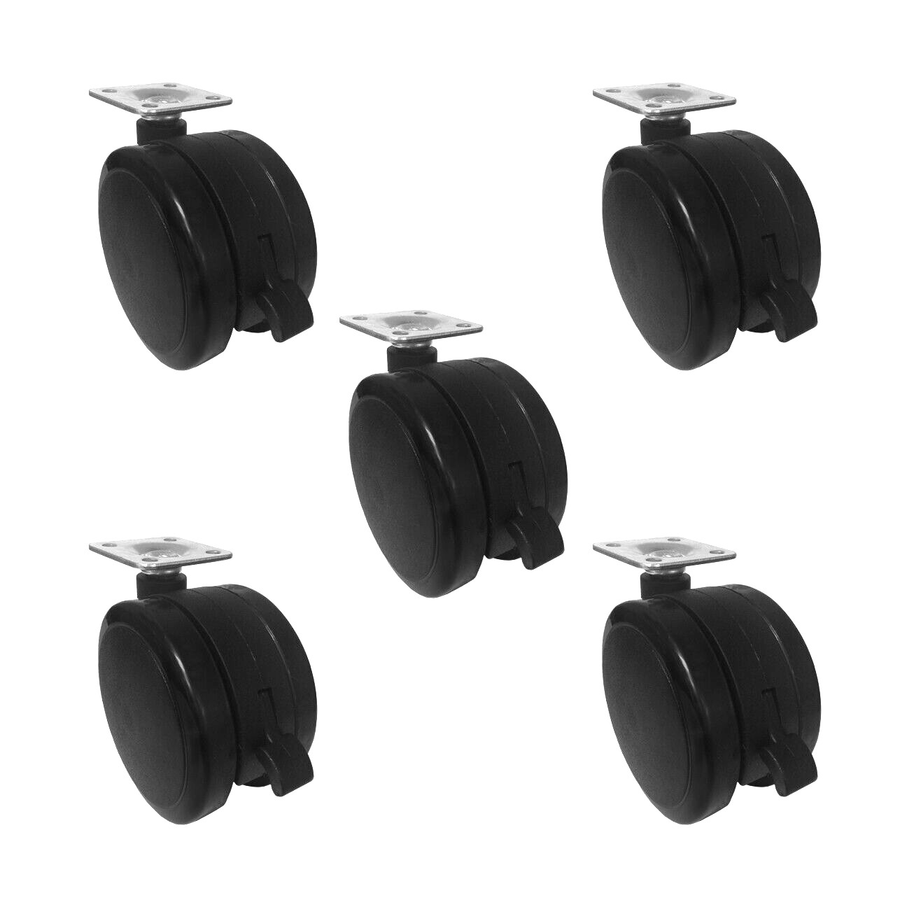 Extra Large 3″ Furniture Casters for Hard Floor w/ Brake Plate Mounting-Set of 5