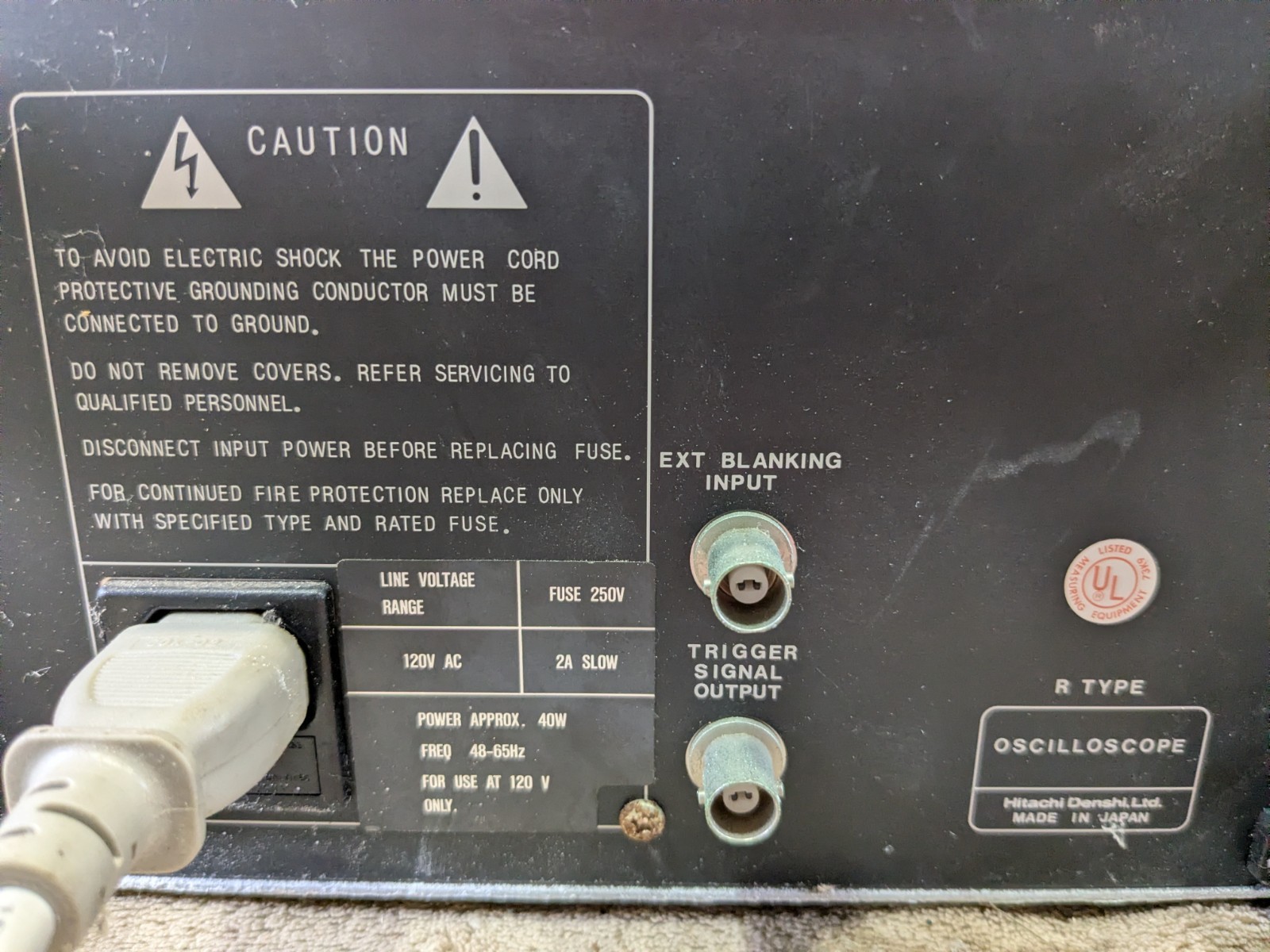 Hitachi V-1065A Analog Benchtop Oscilloscope 2-Channel 100MHz – TURNS ON
