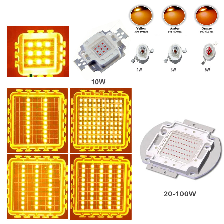 Yellow Orange High Power LED Bead Amber 3W 5W 10W 100W 595nm Emitter light Chip