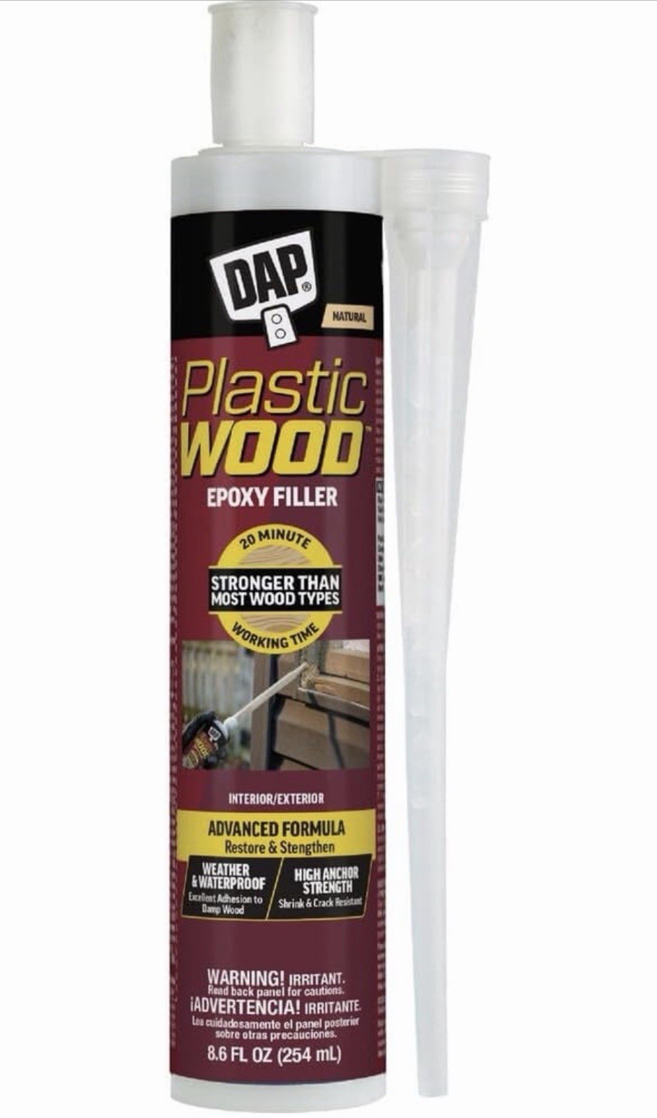 DAP Plastic Wood Epoxy Filler Natural 8.6 fl oz Interior Exterior Waterproof