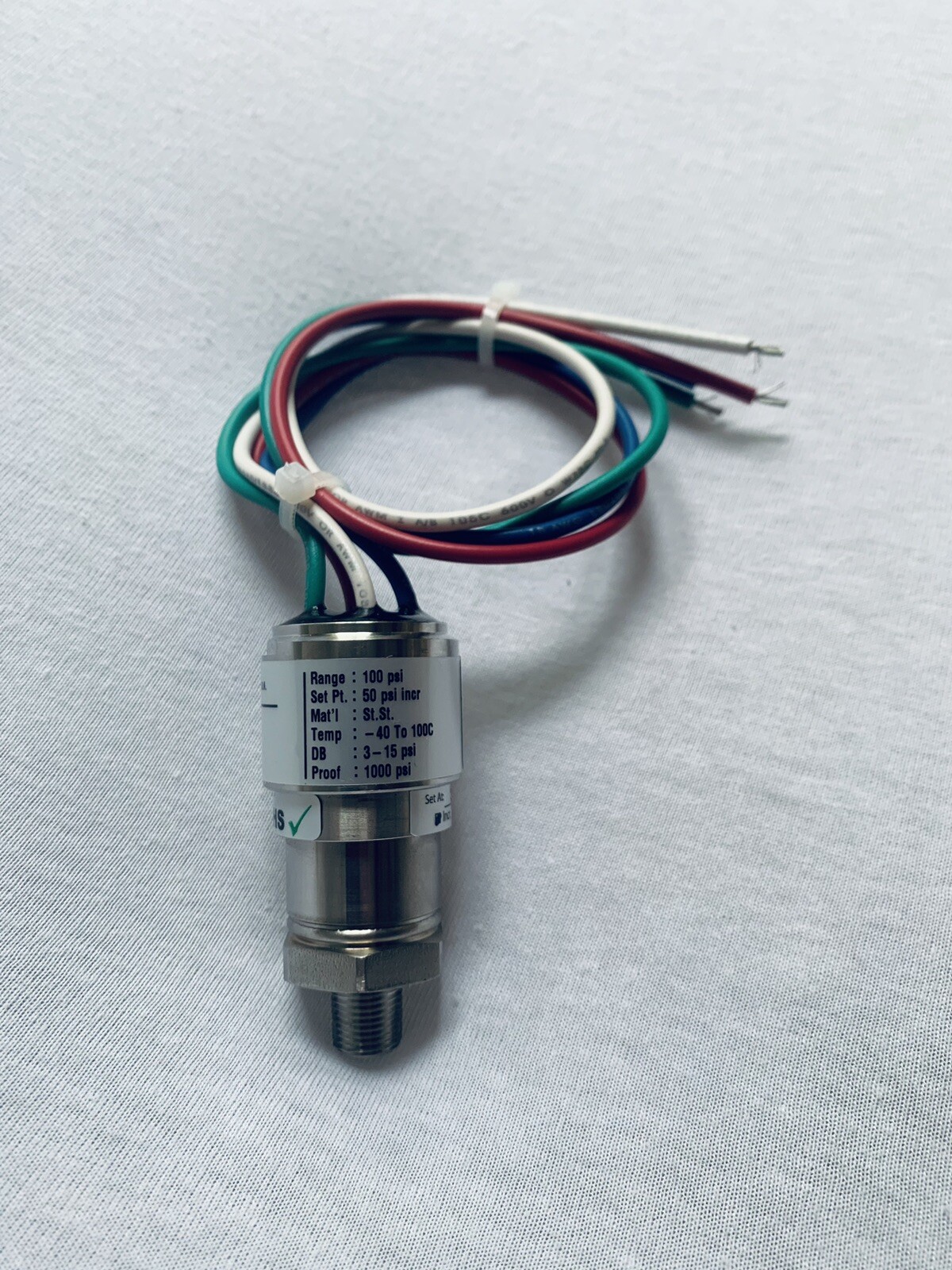 Ashcroft, APSN41P012LS01100#-50R, Pressure Sensor, 0-100 PSI, 3A 125VAC 2A 30VDC
