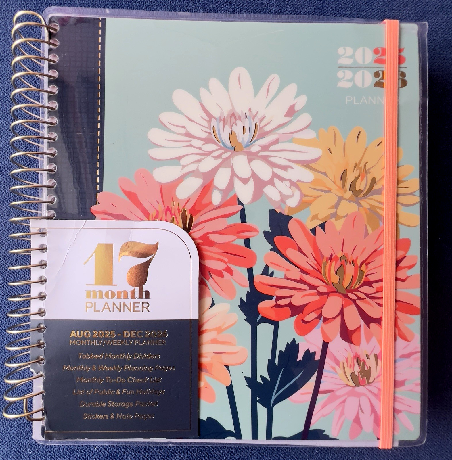 17 Month Planner ZINNIA GARDEN Aug 2025 -Dec 2026 Weekly Planning Note Page Gift