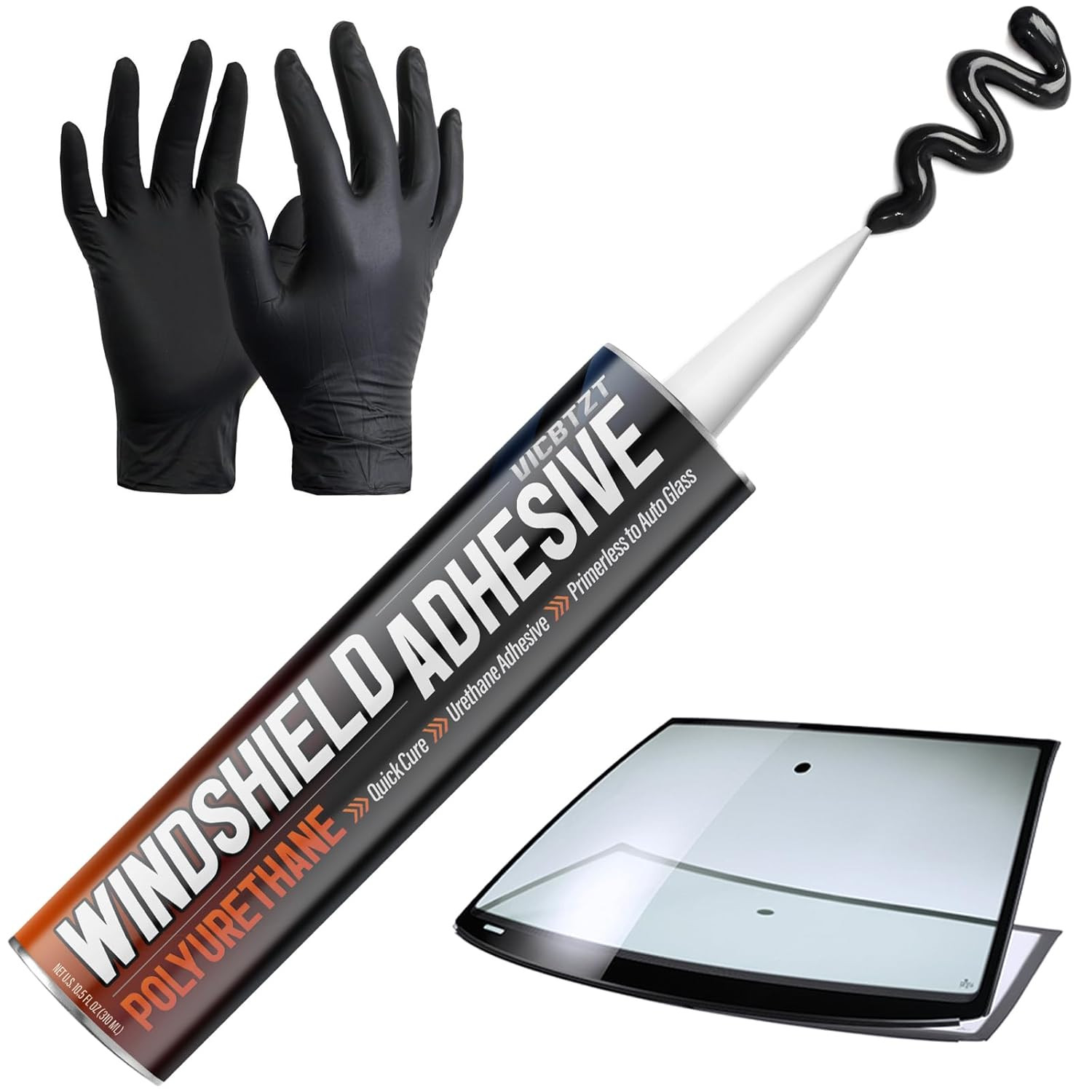 Urethane Windshield Adhesive 10.5 oz — Fast‑Cure Ultra‑Bond Sealant (Black)