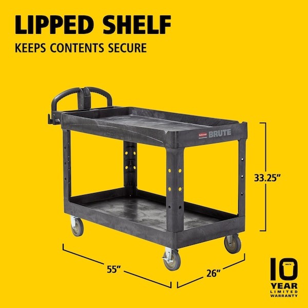 Rubbermaid Commercial Fg454600bla Utility Cart With Deep Lipped Plastic