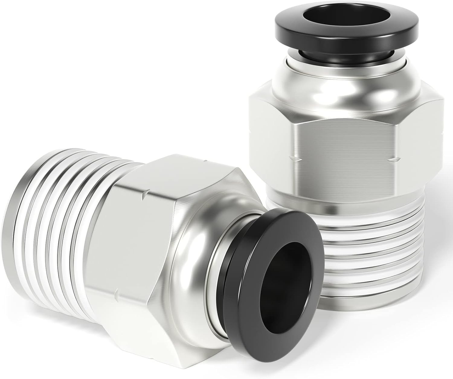 Durable Straight Push Fittings, Copper & Plastic, 5/16″ OD x 1/4″ NPT – 2 Pack