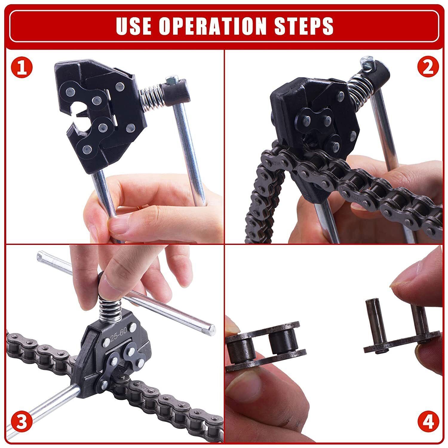 25-60 Chain Detacher Breaker Roller Chain Tools Kit for Motorcycle Go-Kart ATV