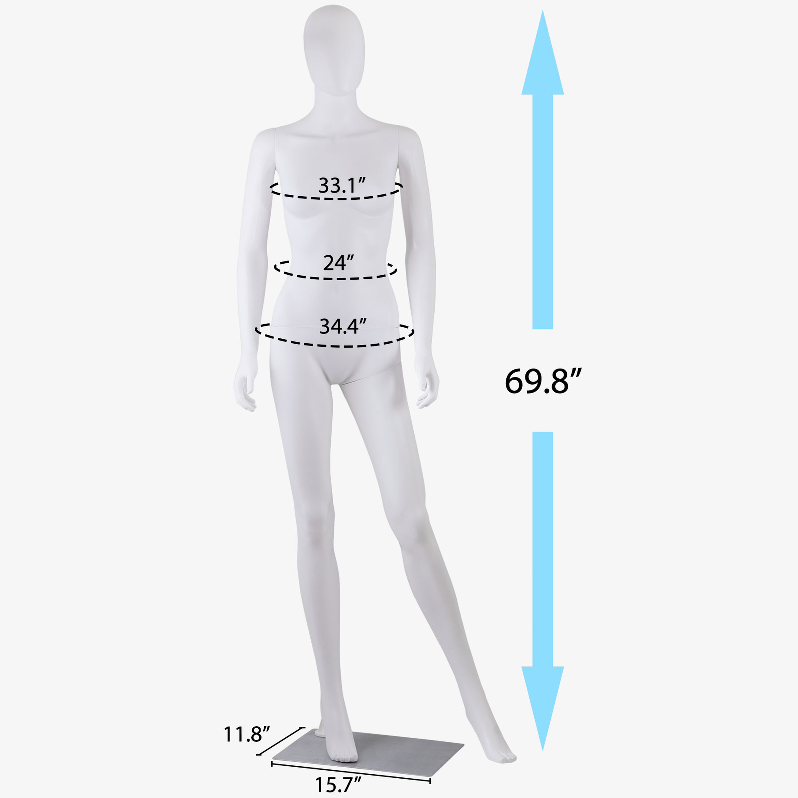 70″ White Female Mannequin Full Body Maniquine Model Stand w/ Adjustable Posture