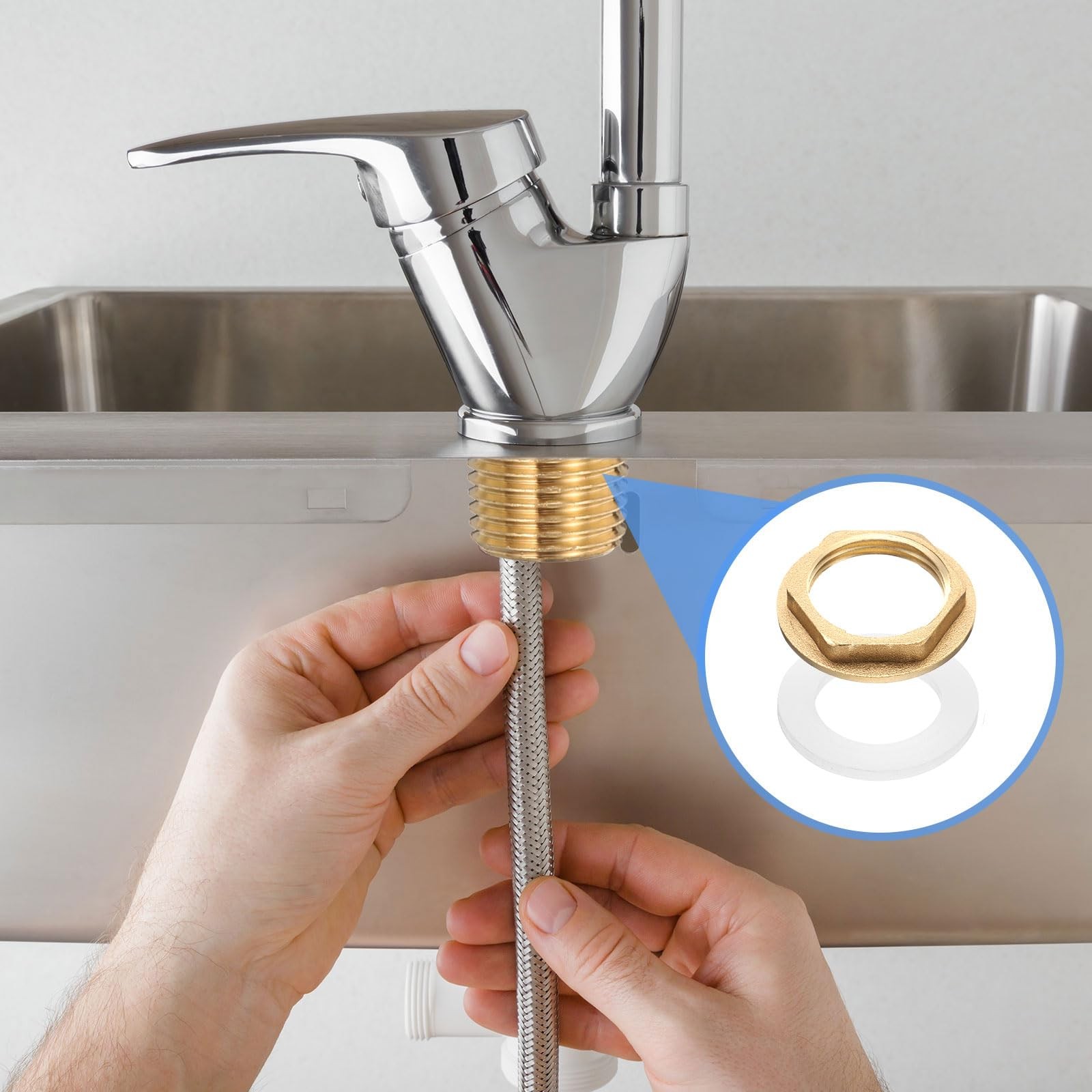 uxcell 4Pcs Brass Lock Nuts Pipe Fitting, G3/4″-14 Female Hex G3/4″-14, Gold