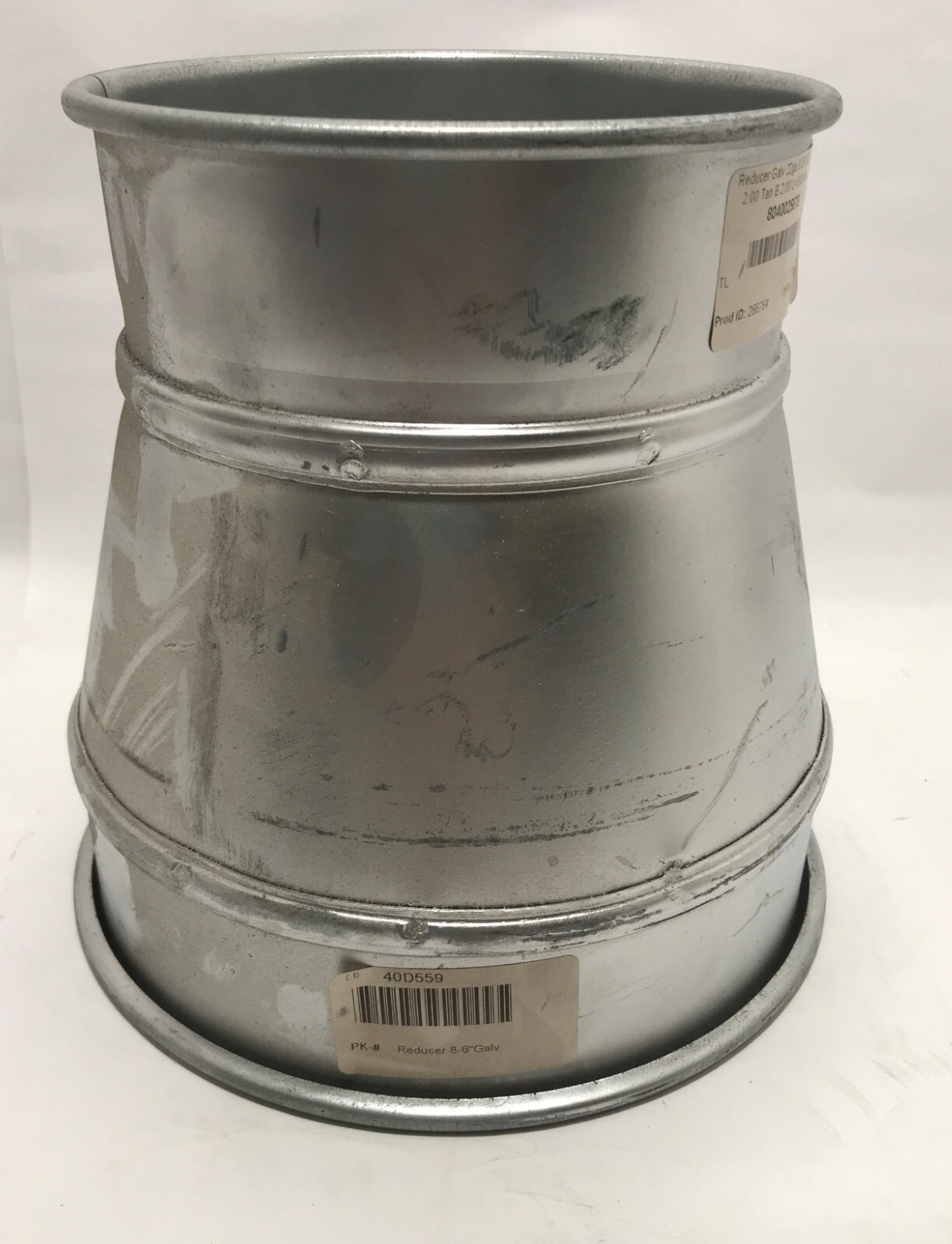 Nordfab 8040025878 Reducer Stainless Steel 22ga 8in x 6in Duct Diameter