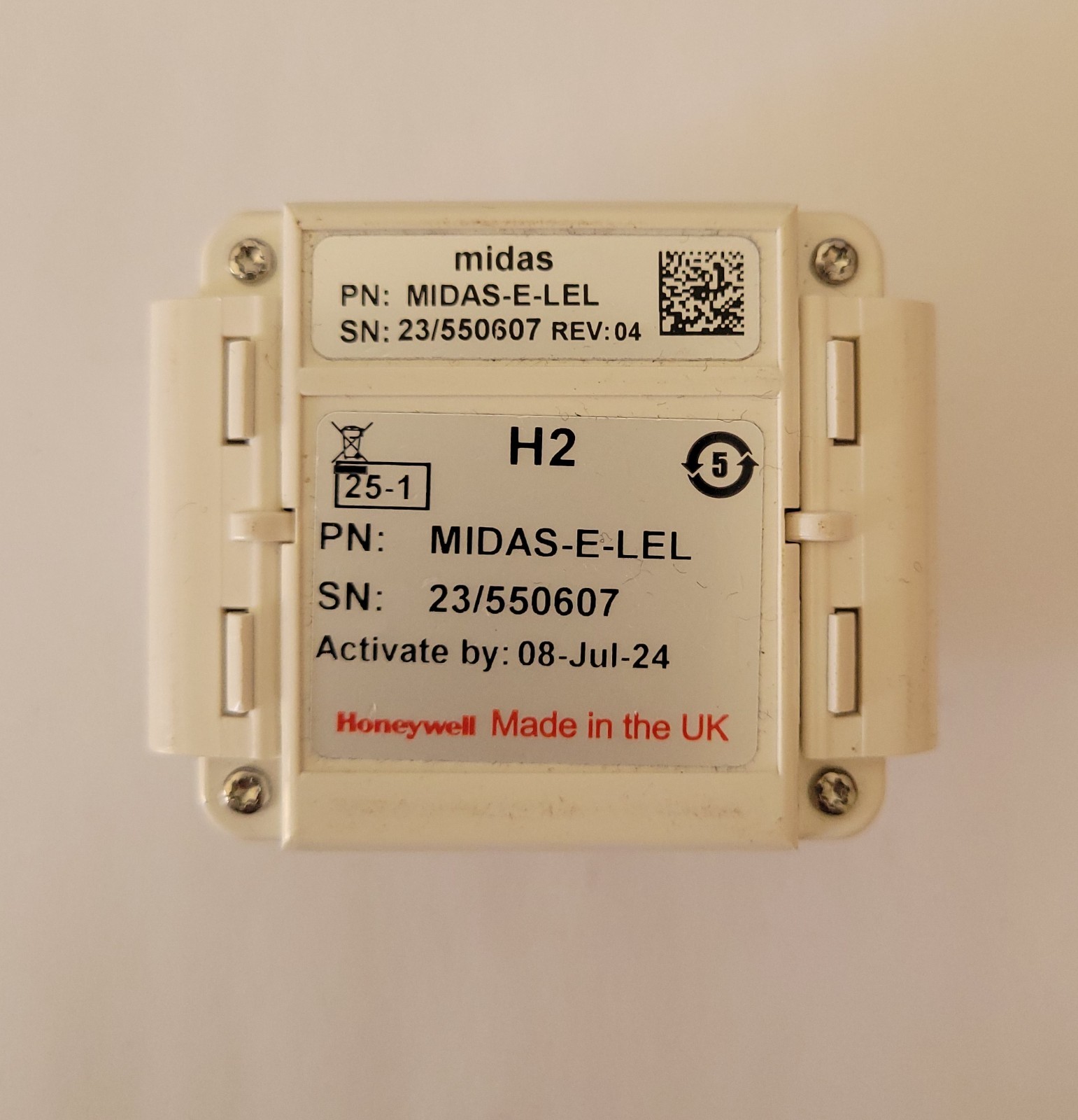 Honeywell MIDAS-E-LEL Gas Detector Sensor Cartridge Open box, 3 Years Remaining