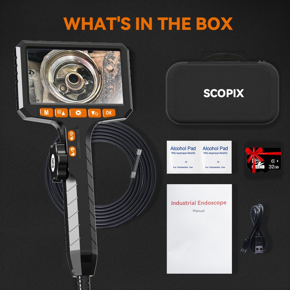 SCOPIX Two-Way 210° Inspection Borescope 6.2mm Endoscope Camera 3.3ft Semi Rigid