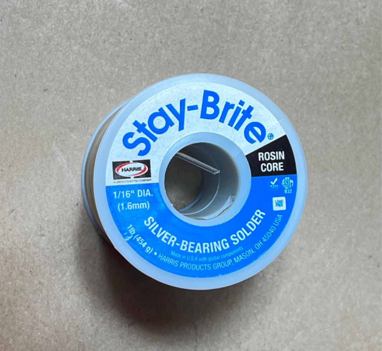 1Lb Harris Stay-Brite Rose Core Silber-Bearing Solder 1/16″ (1.5mm) Dia