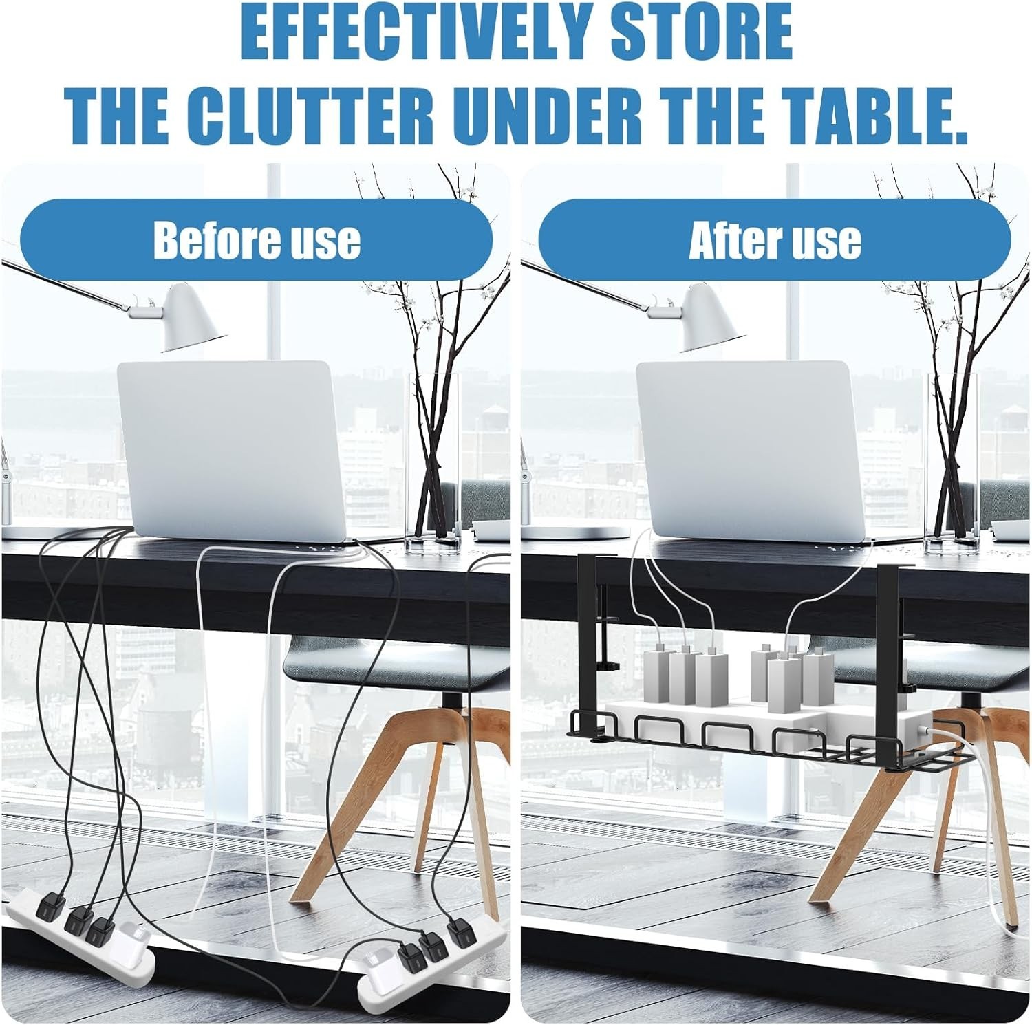 Under Desk Cable Management Tray Organizer Steel No Drill Organizador De Cables