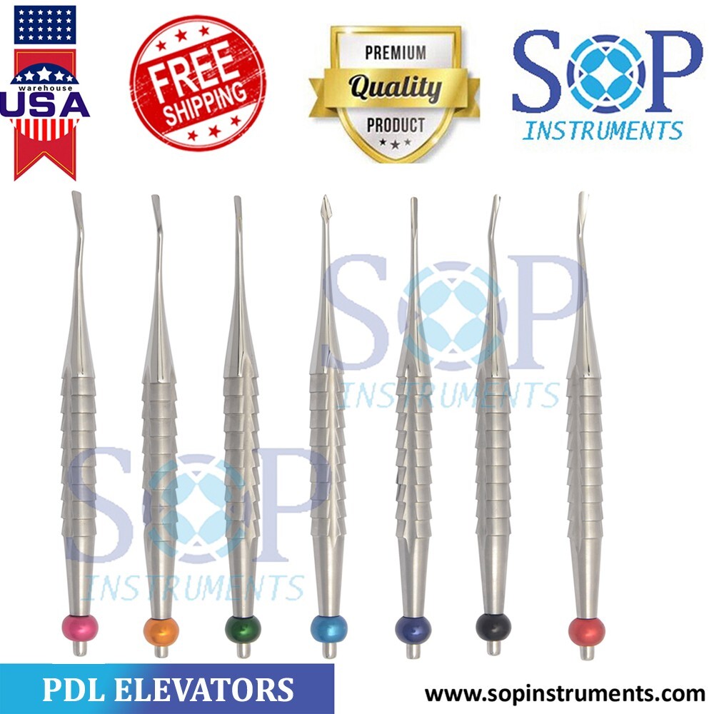 Dental PDL Luxating Root Elevators Set of 7 Precise Periotomes Tips Titanium Lab