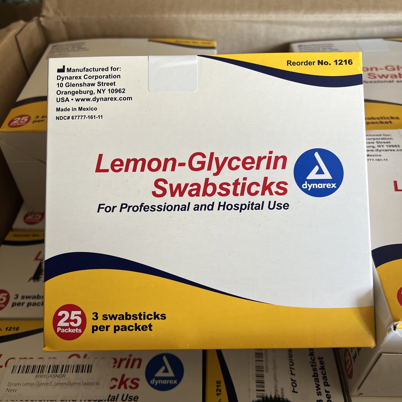 Lemon-Glycerin Swabsticks Dynarex 25 packets/3 Per Packet Exp:04/2027 (1 Box)