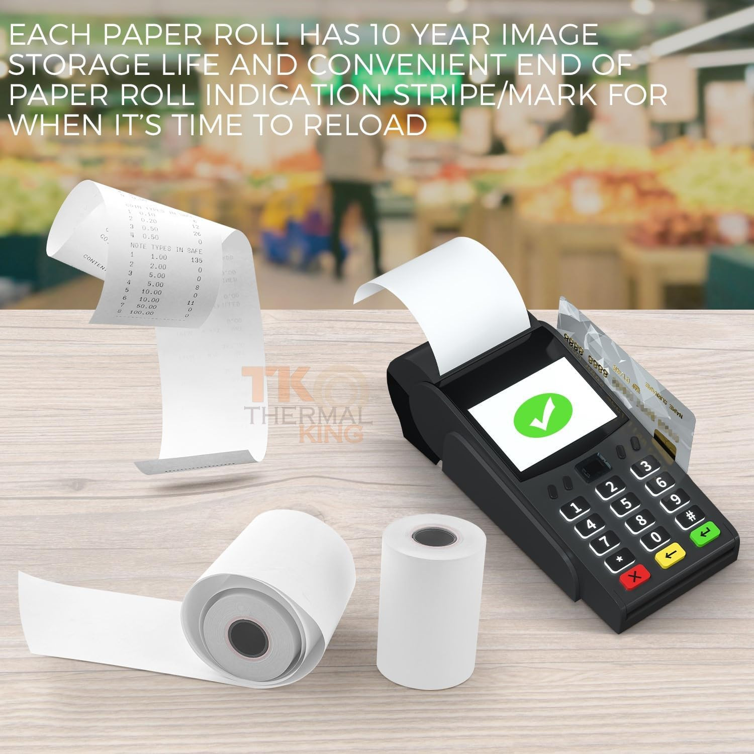 (100 Rolls) 2 1/4″ X 50′ Thermal Paper, POS Receipt Paper for Retail Business Ca