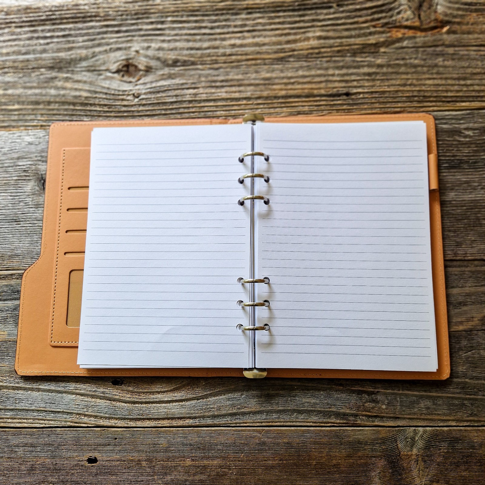 DSKPRTE A5 6-Ring Personal Organizer | Brown PU Leather Notebook