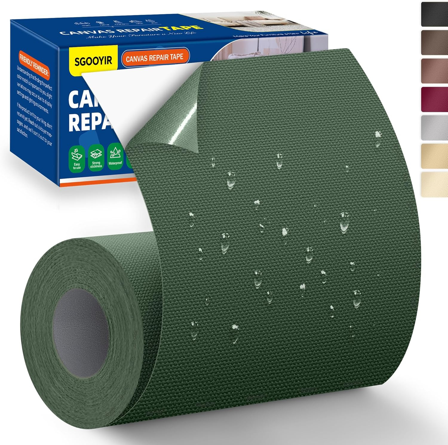 Self-Adhesive Canvas Repair Tape, 4″ x 79″ Waterproof Canvas Repair Patch, Fabri
