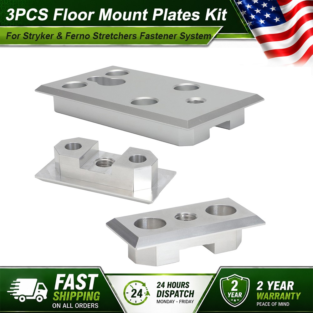 US Floor Mount Plate for Stryker Ferno Ambulance Stretcher Fastening System 3pcs