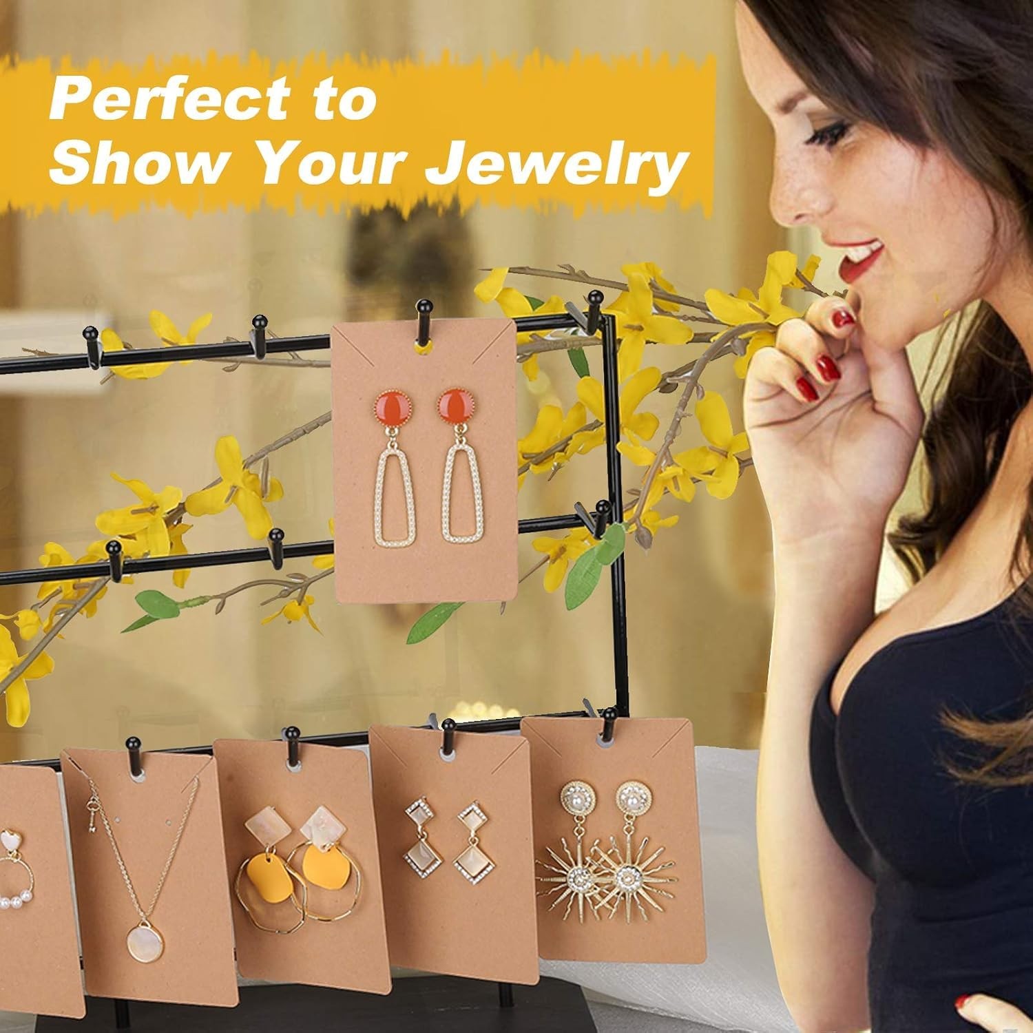 ovsor Works Great Earring Display Cards – 50 Count (Pack of 1), Brown
