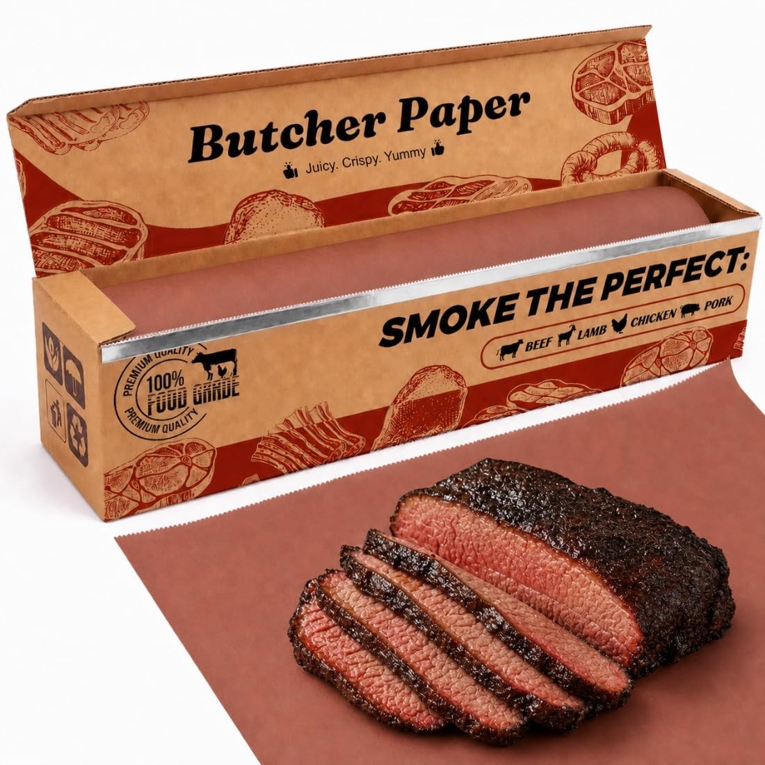 PerkHomy Pink Butcher Paper Roll 18 x 2400 (200 ) with Upgraded Packaging for